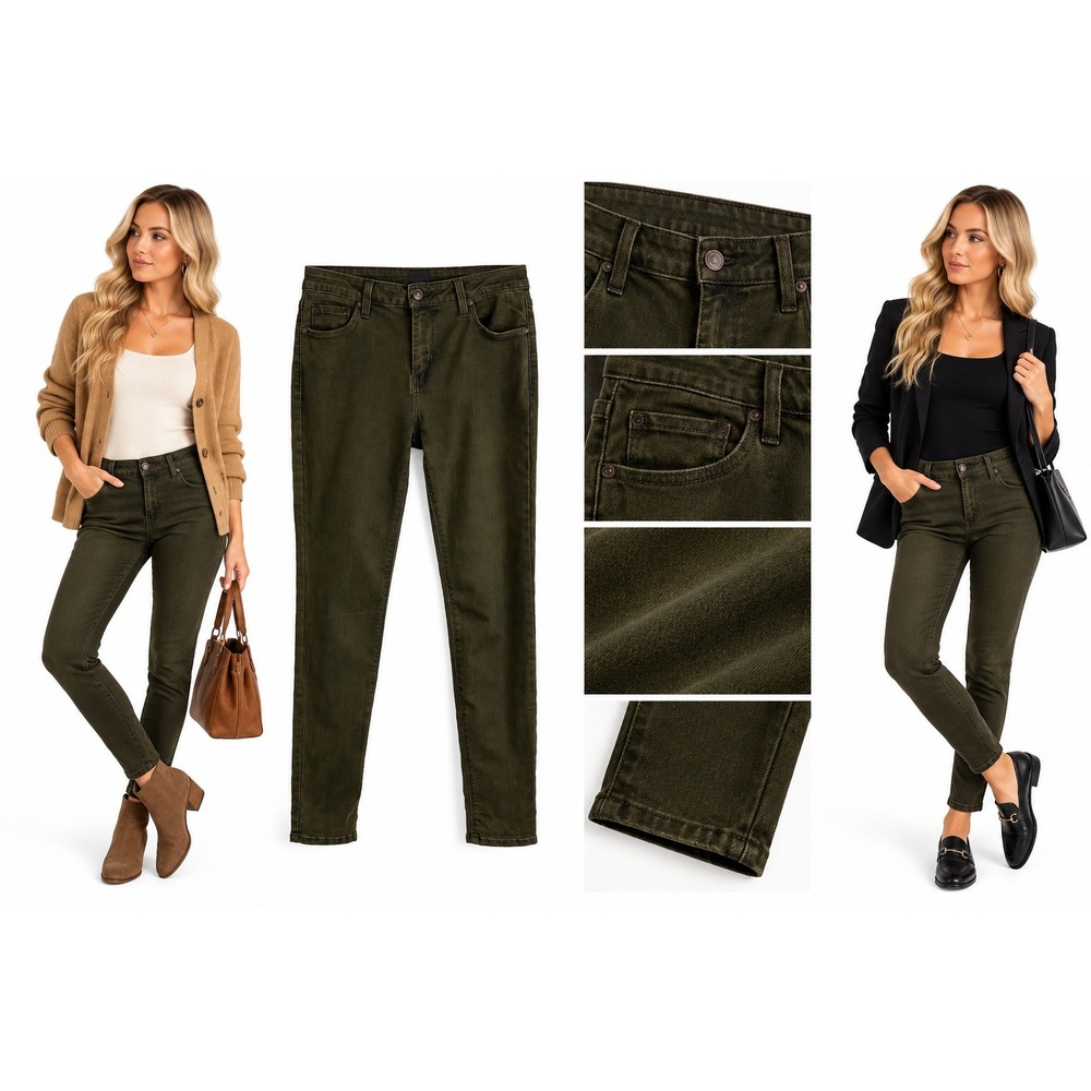 Just Black Denim Jeans 29 Olive Skinny Stretch Earthy Fall Minimalist Casual